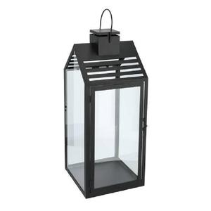 Lanterne en forme de cabane en métal lourd au design exclusif pour la décoration intérieure, avec un design perforé agréable et conçue pour la utilisation avec des bougies, en verre. - Product Image 1