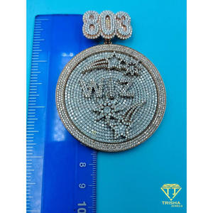 Pendentif personnalisé haut de gamme en argent sterling avec un look diamant entièrement serti - Product Image 2