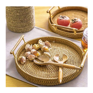 Bandeja de Servir de Ratán Tradicional de Primera Calidad, con Asas de Madera Maciza, Fibra Natural, Hecha a Mano, para Servir Té y Aperitivos en el Hogar - Product Image 4