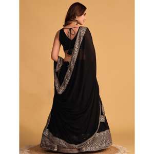 Atractivo negro bordado Georgette desgaste de fiesta Lehenga Choli - Product Image 3