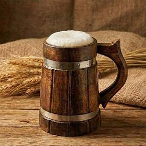 Jarra de Cerveza de Madera Maciza Tradicional Hecha a Mano con Asa Resistente y Acabado Natural Reutilizable Capacidad de 500-1000 ml Estilo Retro - Product Image 5