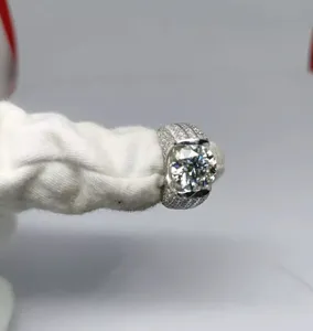 Moissanite Luxury <b>Ring</b> 925 <b>Sterling</b> <b>Silver</b> Big Round Cut Engagement <b>Ring</b> Pave <b>Set</b> Diamond Look Wedding Jewelry High Quality <b>Ring</b> - Product Image 3