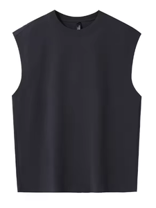 Herren 100% Baumwolle Ärmelloses T-Shirt 280 GSM Schwergewicht Besticktes Tanktop Sommer Lässiger Lockerer Schnitt O-Ausschnitt Pullover Sport-Unterhemd - Product Image 3