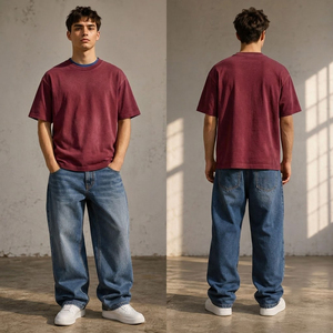 เสื้อยืดโอเวอร์ไซส์แบบยูนิเซ็กซ์ ผ้าคอตตอน 100% หนัก 280 กรัม สำหรับขายส่ง สั่งทำได้ตามต้องการ ระบายอากาศได้ดี สีพื้นเรียบ - Product Image 2