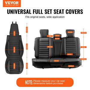 Fundas universales de piel sintética para asientos de coche, juego completo de 9 Uds., asientos delanteros y traseros, diseño semicerrado, reposacabezas desmontable, Airbag para coches - Product Image 2