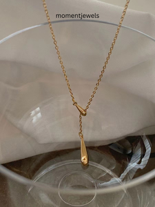 <b>Silver</b> Water Drop <b>Choker</b> Necklace Minimalist Lariat Pendant Chain for Women Party Jewelry - Product Image 6