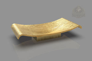 Bandeja de Centro Rectangular Escultural Abstracta Moderna de Lujo, de Acero Inoxidable Ecológico, Dorada, Accesorio Decorativo de Alta Gama - Product Image 2