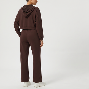 Ensemble de survêtement athleisure pour femme, personnalisable, respirant, uni, avec sweat à capuche zippé long et pantalon large, en polyester et élasthanne - Product Image 2