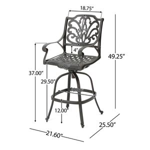 Tabouret de bar pivotant en aluminium coulé - Product Image 5