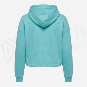 Sweat-shirt à capuche court personnalisé pour femme, style urbain, tendance hiver, avec logo frontal, décontracté et à la mode - Product Image 2