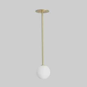 Luminaire suspendu au plafond en laiton minimaliste, globe blanc rond, décoration intérieure pour salon - Product Image 2