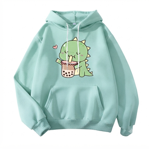 Sudadera Rosa para Mujer Ostriya Intl con Estampado de Dinosaurio, Logotipo Frontal, Corte Regular, Tejido de Punto, 100% Algodón, Bordado con Transferencia Térmica - Product Image 3