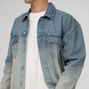 Quality Casual Embroidered Windproof Oversized Drop Shoulder Denim <b>Jeans</b> <b>Jacket</b> for Men Distressed <b>Black</b> 100% Cotton Winter - Product Image 3