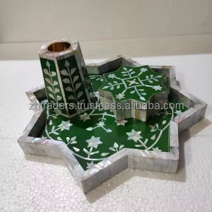 Aura Divina Madre de perla decorativa Mabkhara, soporte de incienso con incrustaciones de concha hecha a mano para decoración elegante del hogar y uso religioso - Product Image 1