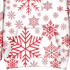 Manta con Capucha con Diseño de Copos de Nieve Rojos, Manta de Forro Polar para Usar como Ropa, Unisex, Sublimación - Product Image 5