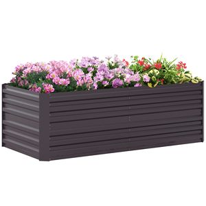 Jardinière surélevée galvanisée 71'' x 36'' x 23'' en acier gris foncé pour extérieur avec barres renforcées, pots et jardinières à fleurs - Product Image 1