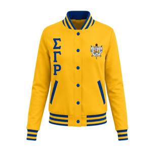 เสื้อแจ็คเก็ตบอมเบอร์ผ้าซาตินสำหรับผู้หญิง Sigma Gamma Rho น้ำหนักเบา สวมใส่สบาย มีซิป แฟชั่นสตรีนักศึกษาสมาคมกรีก รับผลิตแบบ OEM ODM ขายส่ง - Product Image 2