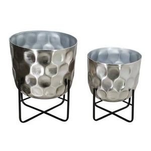 Galvanized <b>Planter</b> Hammered Design Made with High End Stainless Steel <b>Box</b> Rustic Metal Raised Garden Stand - Product Image 1