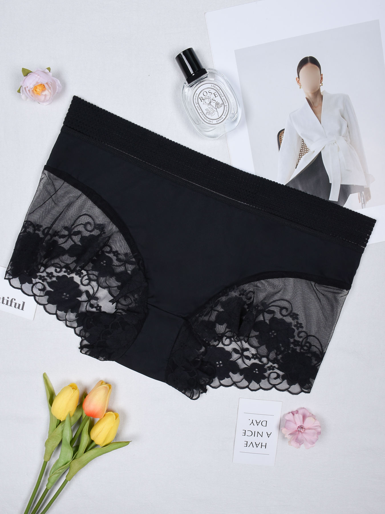 Ropa interior de talla grande para mujer, shorts transparentes de