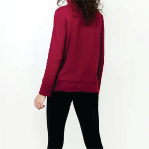 T-shirt décontracté d'été à col roulé pour femme, manches longues, 100 % coton biologique, respirant, écologique, 160 g, imprimé personnalisé - Product Image 2