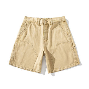Pantalones Cortos de Mezclilla para Hombre, Estilo Carpenter, 100% Algodón, Holgados, con Estampado en Relieve, Doble Rodilla, Jorts, Ropa Urbana Personalizada - Product Image 3