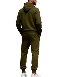Hooded 100% Cotton Terry Knitted 300g Solid Two-Piece Winter Streetwear Men's Tracksuit Set Stylish Comfortable Long Sleeve - Product Image 3