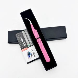 LUCKY LASH <b>TOOLS</b> Matte Color Stainless Steel Curved Shaped Eyelash Tweezers Comfort Grip <b>Smooth</b> Grip Sustainable Lash Tweezers - Product Image 6