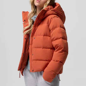 Blouson d'hiver matelassé léger en toile de haute qualité pour femme, style bomber, avec fermeture éclair et boutons, respirant, décontracté, à capuche, pour l'automne - Product Image 4