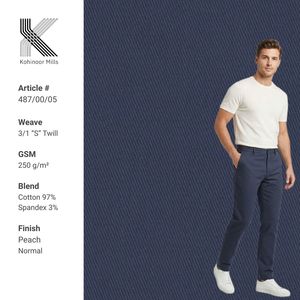 Tissu Chino en Coton et Spandex 97% Coton 3% Spandex 250gsm Finition Pêche Sergé Extensible pour Pantalons Homme Vente en Gros OEM - Product Image 1