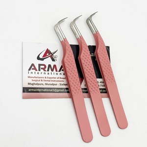 Pince à cils courbée type Hock, pointe en fibre durable, en acier inoxydable, pour extensions de cils, avec marque privée – Meilleures ventes - Product Image 2