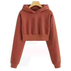 Sweat à capuche court en coton pour femme, style streetwear, pull d'hiver à capuche, avec sequins sur le devant, logo personnalisé, crop top tendance sur mesure - Product Image 2