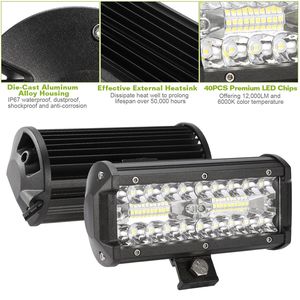Barra de Luz LED de 120W y 12000LM, Luces de Trabajo de 7 Pulgadas para Todoterreno y Jeep, IP67 Impermeable, Luz Antiniebla, Haz de Luz Amplio, Iluminación Exterior para Automóviles - Product Image 2