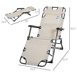 Sdraio in Tessuto Oxford con Poggiapiedi Regolabile e Cuscino per la Testa, per il Relax all'Aperto - Lussuoso Lettino Prendisole - Product Image 3