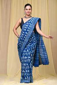 Sari de Algodón Suave con Estampado de Bloques Premium, Prenda Tradicional India para Mujer, Ideal para Bodas, Playa y Diwali, Ligero, Estilo Rajasthan - Product Image 3