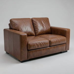 Sofá Contemporáneo de Cuero Vacuno Genuino con Brazos Cuadrados, Cojines Estructurados y Acabado Premium, Ideal para Diseño Interior Moderno - Product Image 2