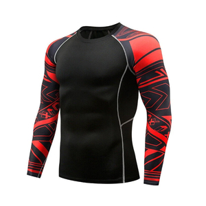 Custom Print Yoga Long Sleeves Men's Compression Shirts Wholesale Quick Dry Compression Gym Clothing - Product Image 1