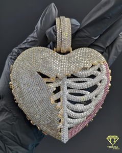 จี้รูปหัวใจโครงกระดูก 3 มิติ แบบสั่งทำพิเศษ ประดับเพชร VVS แล็บโกรว์เต็ดเต็มรูปแบบ บนตัวเรือนเงินแท้ 925 เครื่องประดับฮิปฮอปสำหรับผู้ชาย - Product Image 2