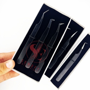 Customizable Private Label Professional Eyelash Tweezers Stainless Steel Lash Extension <b>Tool</b> Fiber Tip Beauty Use Strong - Product Image 1