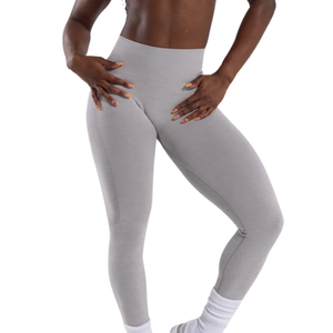 Leggings de sport gris clair pour femme, taille haute, sans couture, compression, fitness, yoga, course à pied, anti-transpiration, extensibles, athlétiques - Product Image 3