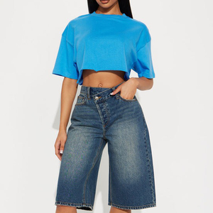 Top Deportivo Corto de Algodón y Spandex para Mujer, Talla Grande, Liso, Holgado, Transpirable, Color Rosa Bebé, con Espacio para Logotipo - Product Image 3