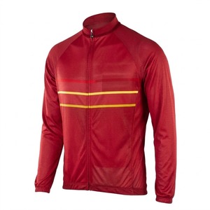 Men's Full Sleeve Cycling Jersey Black With <b>Red</b> And Yellow Stripes Full Zipper Breathable Quick Dry Polyester <b>Bike</b> Jersey - Product Image 5