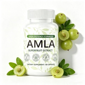 Capsules d'Amla Pure Marque Blanche 500mg, 60 Comprimés, Riches en Vitamine C et Antioxydants pour Soutenir l'Immunité, l'Énergie, les Cheveux et la Peau - Product Image 1
