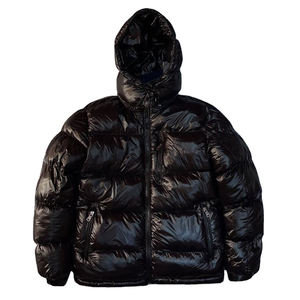Blouson matelassé brillant pour homme, imperméable, d'hiver, avec capuche amovible, logo personnalisé, rembourrage épais en duvet - Product Image 5