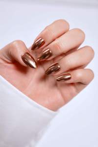 Uñas Postizas Profesionales Cuadradas de ABS con Diseño Abstracto en Espiral Dorado Cromado, Fabricante de Uñas Artificiales Largas Personalizadas al por Mayor OEM ODM - Product Image 2