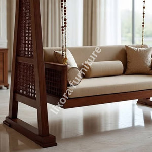 Lixora Balançoire d'intérieur en bois massif artisanale de luxe, sculptée, style Maharaja Jhoola pour salon - Product Image 4