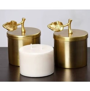 Classic Style Gold Metal Brass Candle Wax Jar Holder Latest Design Home <b>Decorative</b> Item From India - Product Image 1