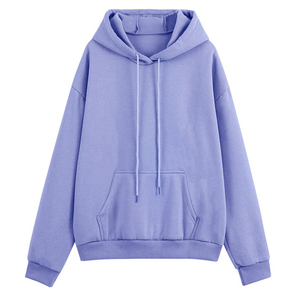 Conjunto Deportivo Morado con Capucha para Mujer, Corte Holgado Informal, Manga Larga, Pantalones y Sudadera de Color Sólido con Cordón Ajustable, Ropa de Otoño - Product Image 2