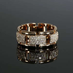 Anillo de compromiso y boda de moissanita de corte redondo, plata de ley 925, engaste pavé, estilo Iced Out, anillo ancho de lujo para él - Product Image 5