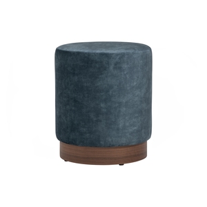Modern Fabric Round Pouf with Bentwood Base and High-Density Foam for Living Room <b>Footrest</b> - Product Image 1