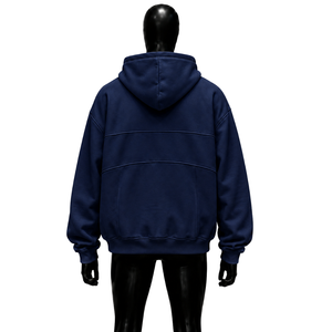เสื้อฮู้ดดี้สีน้ำเงินกรมท่าพรีเมียมทรงโอเวอร์ไซส์สำหรับผู้ชาย สไตล์สตรีทแวร์ทันสมัย แฟชั่นแนวสตรีทสไตล์พรีเมียม ผ้าฝ้ายเฟรนช์เทอร์รี่ สำหรับฤดูใบไม้ร่วง - Product Image 2